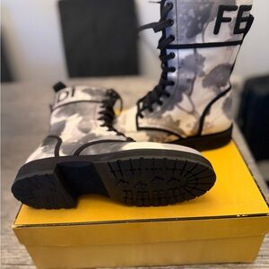 Fendi Monochrome Lace-Up Boots